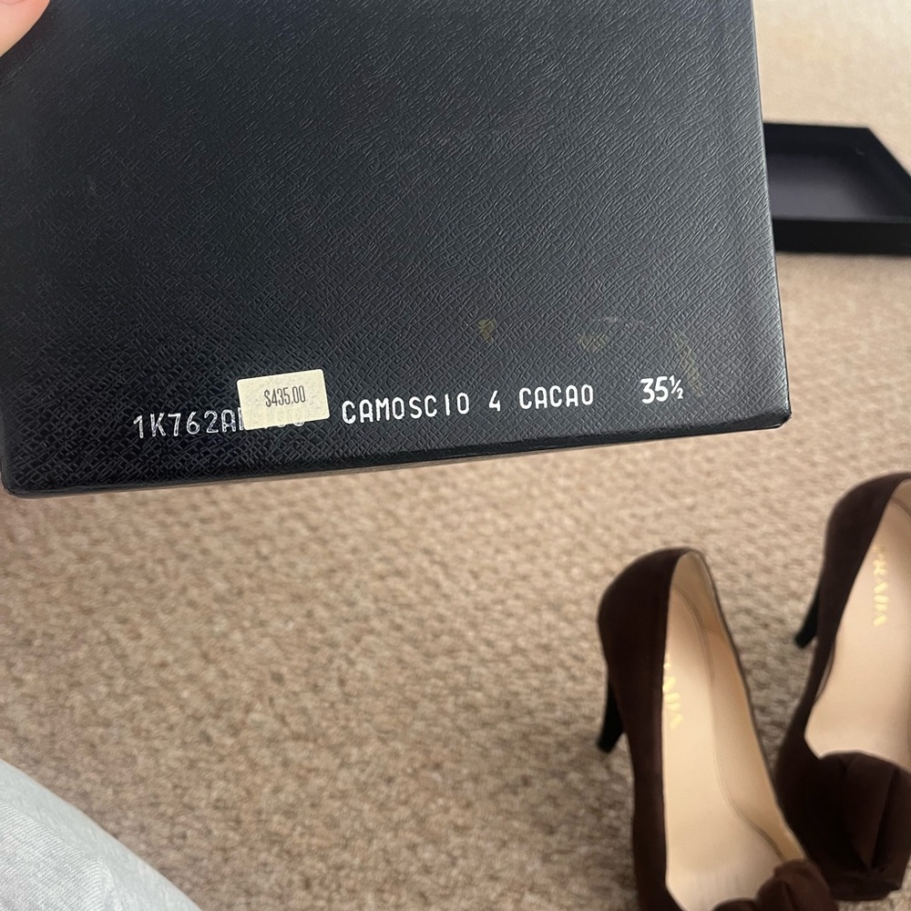 PRADA Suede Peep-Toe Petal Pumps - Picture 7 of 12